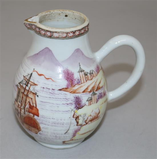 A Chinese export European subject milk jug, Qianlong period, 10.5cm